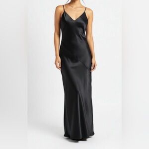NWT Banana Republic Black Satin Maxi Dress